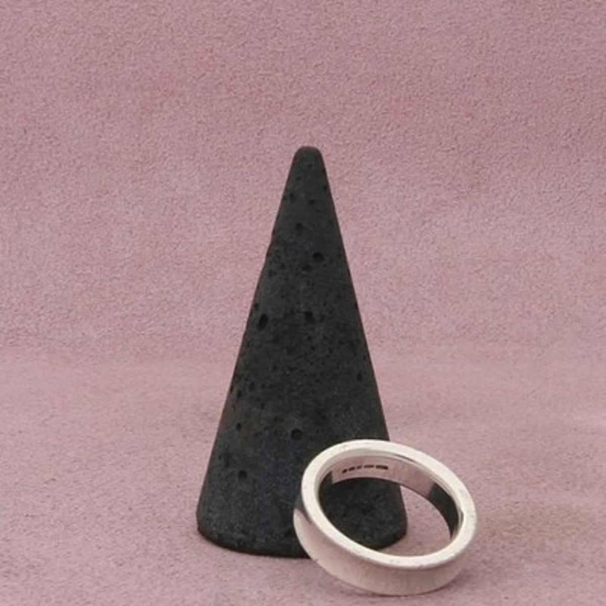 Sterling Silver Vintage British Concave Stack Band Ring Size 6