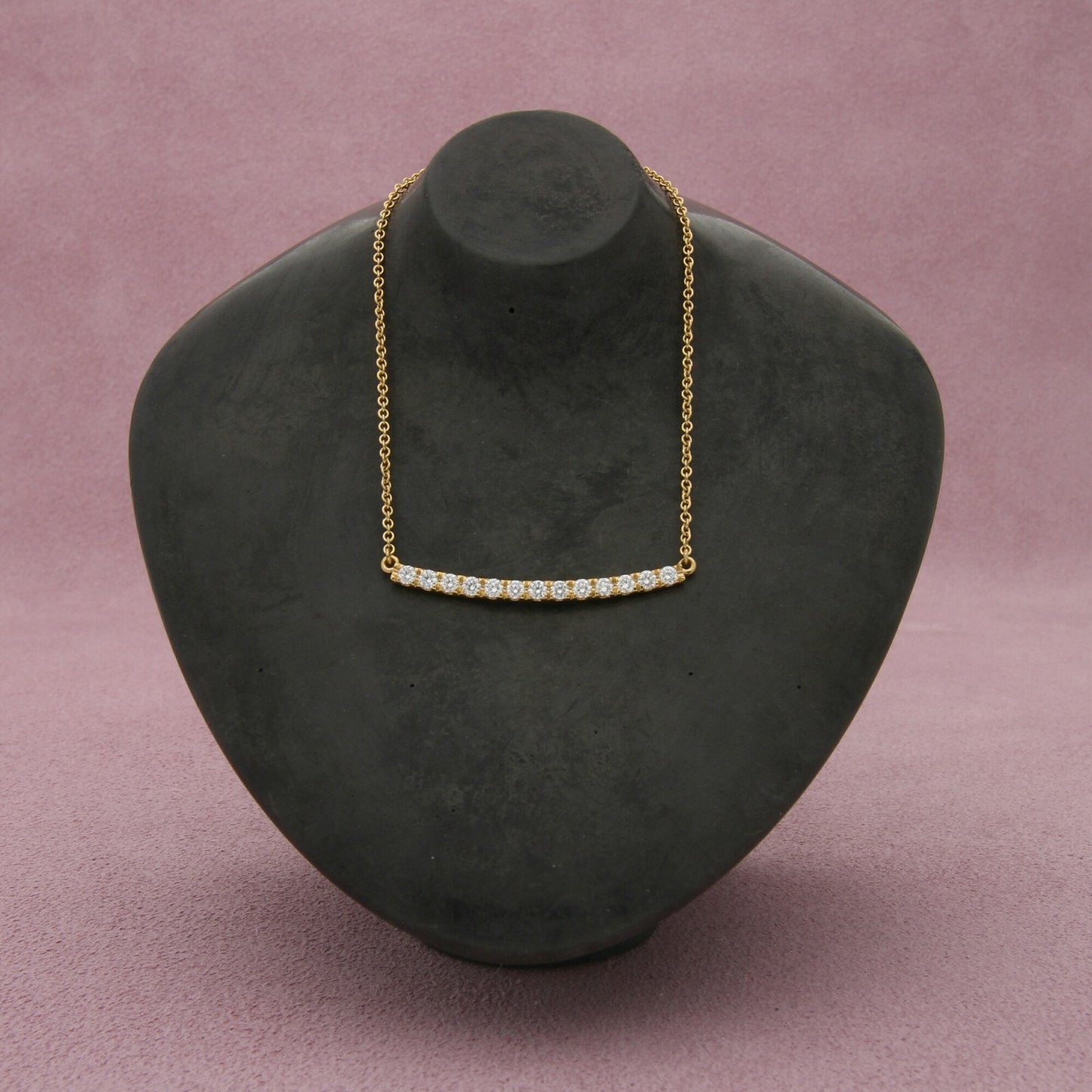 bony levy 18k yellow gold 0.42 ct diamond bar necklace size 17-19in