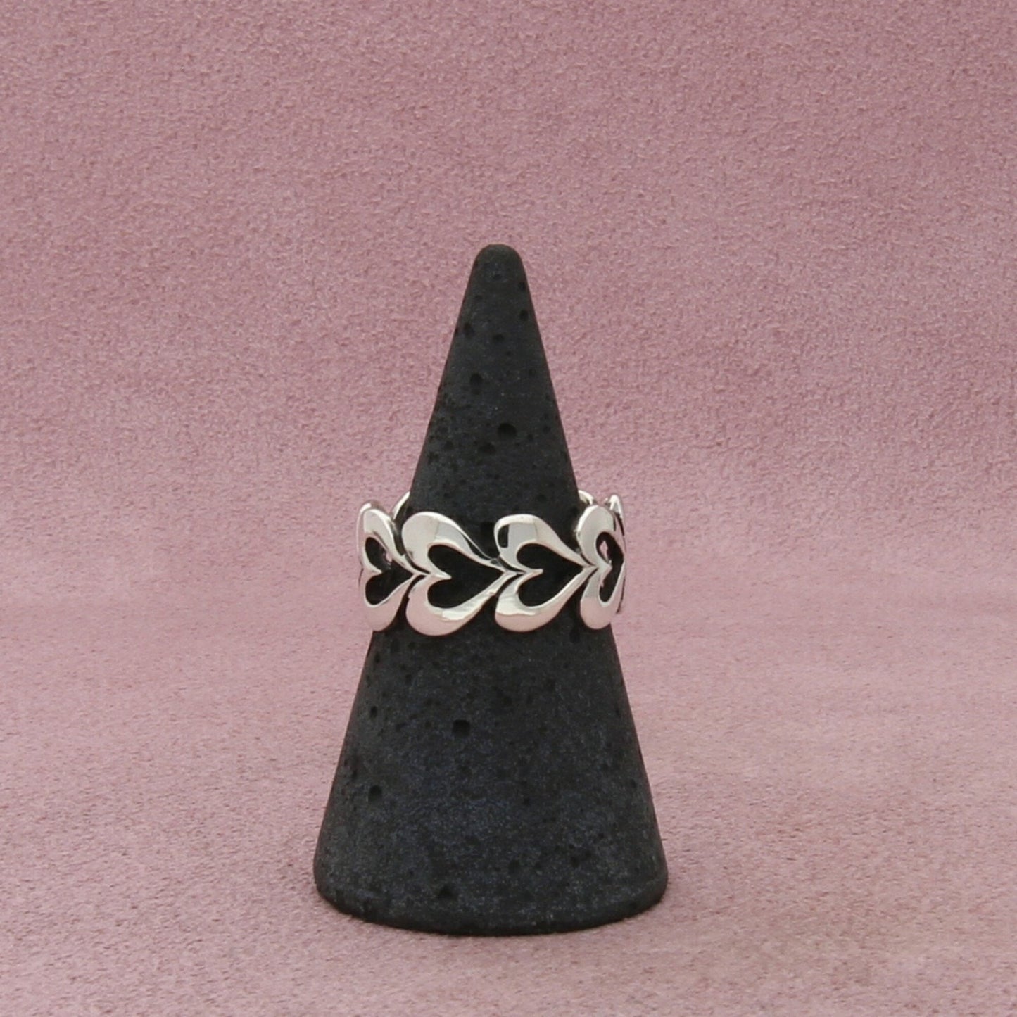 sterling silver 10mm band or hearts ring size 7.5