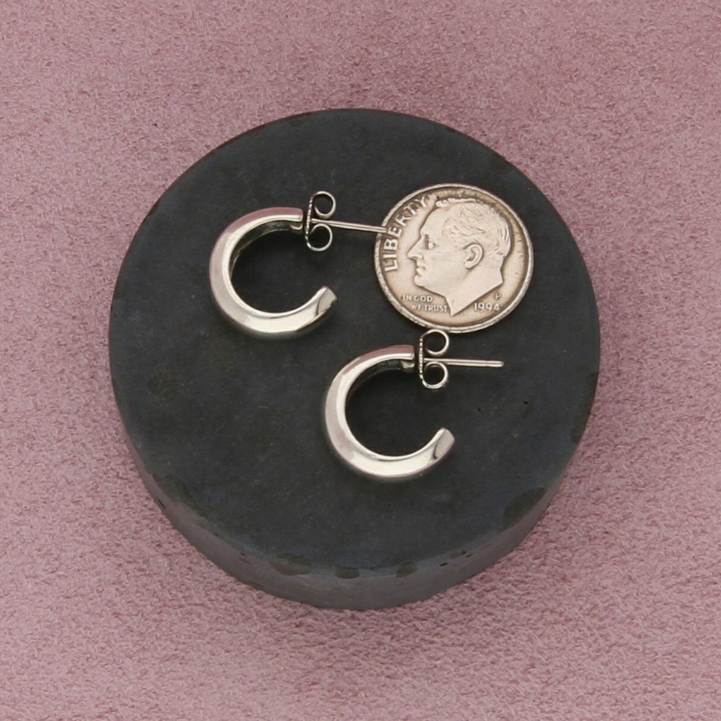 james avery sterling silver retired small domed half hoop earrings
