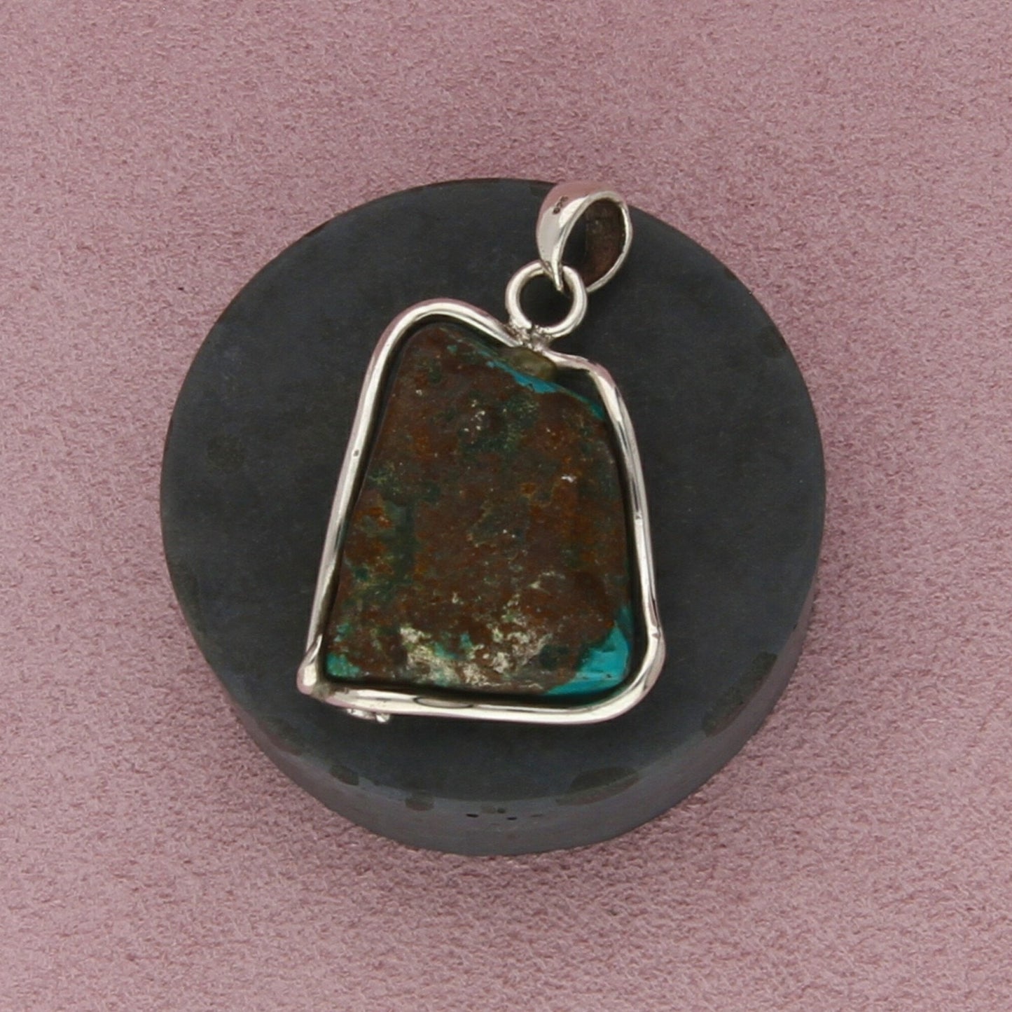sterling silver vintage wire bezel turquoise pendant