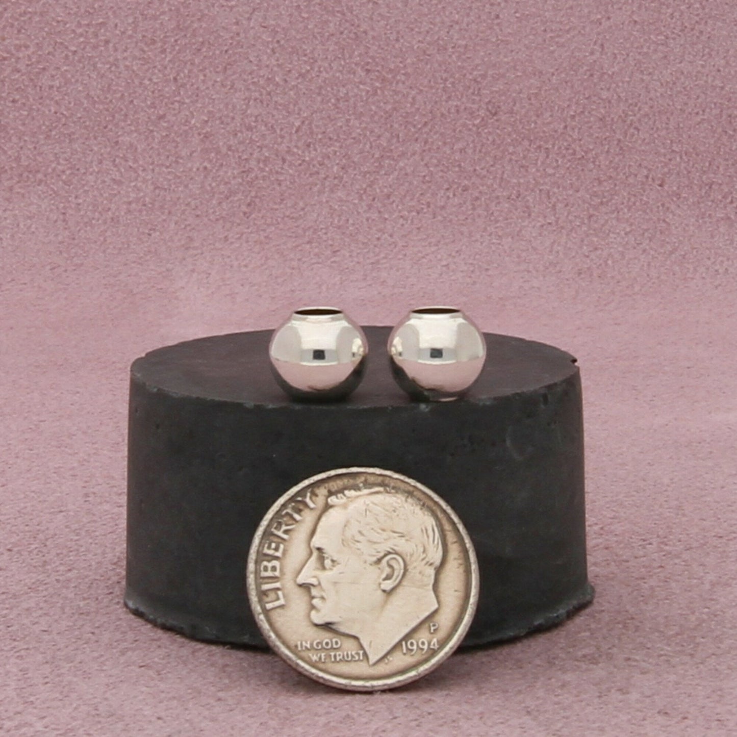 sterling silver 7mm spacer bead set (qty 2) charm pendant