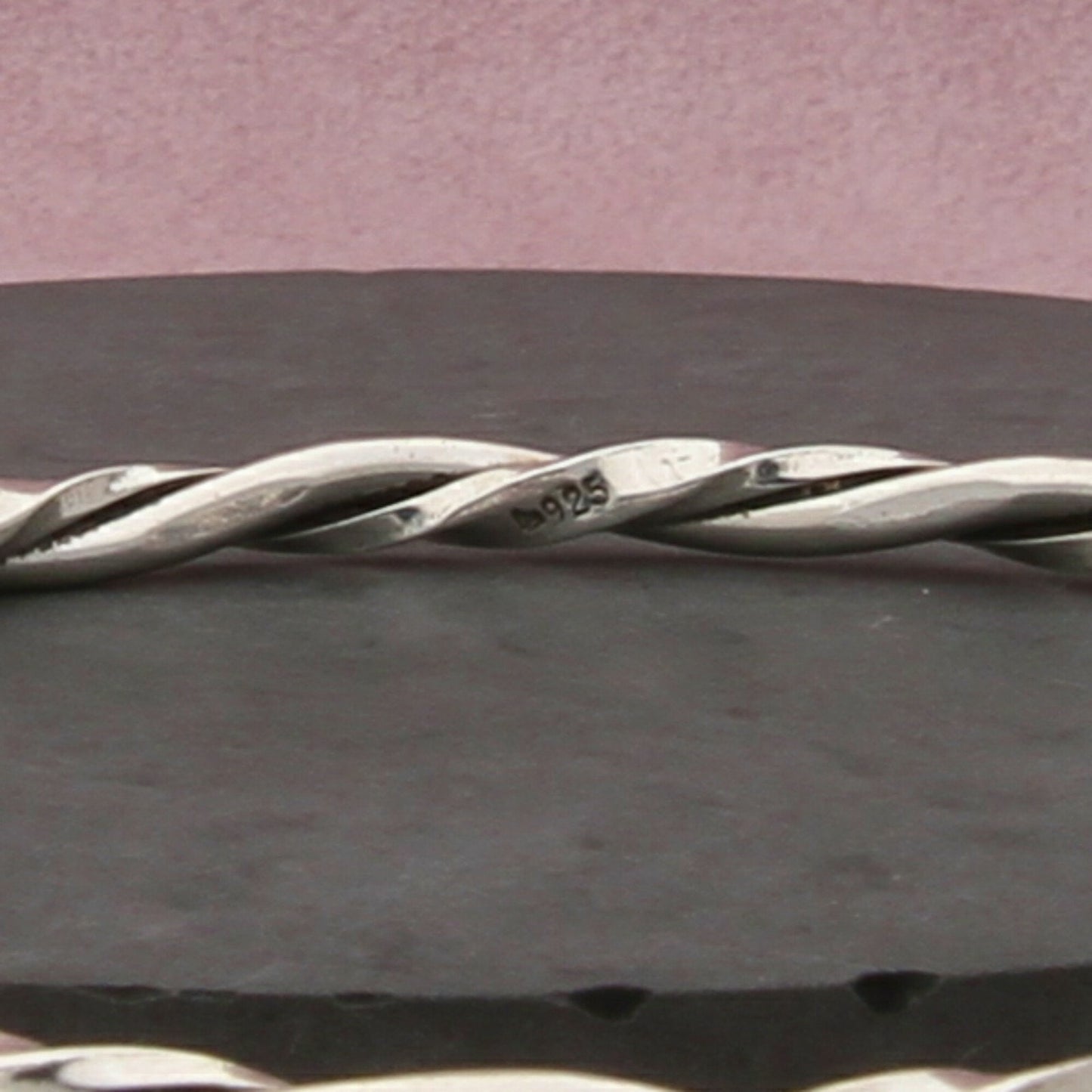 sterling silver vintage twisted stack bangle bracelet size 7.5in