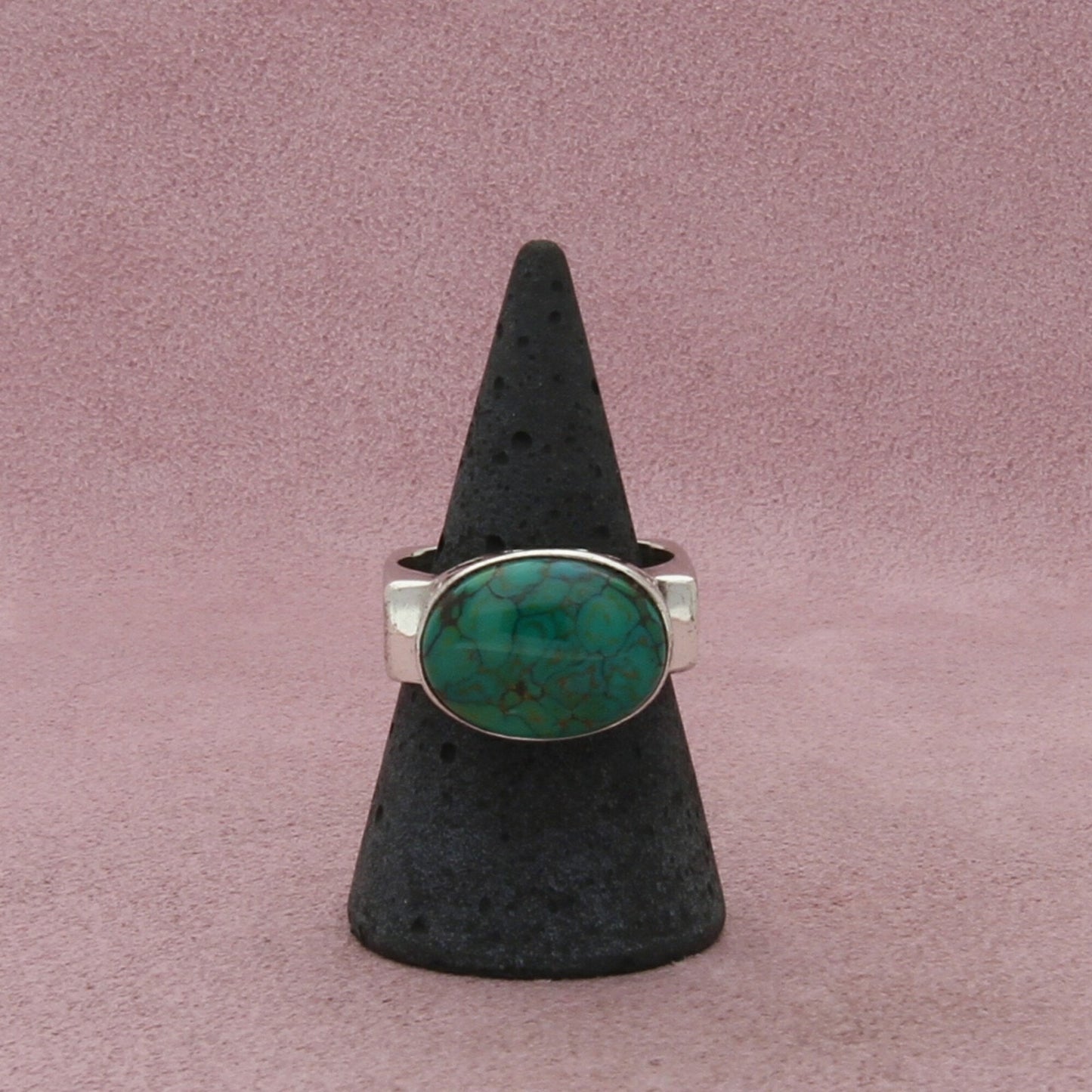 sterling silver turquoise cabochon squared band ring size 8.75