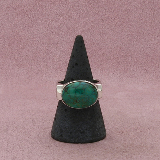 sterling silver turquoise cabochon squared band ring size 8.75