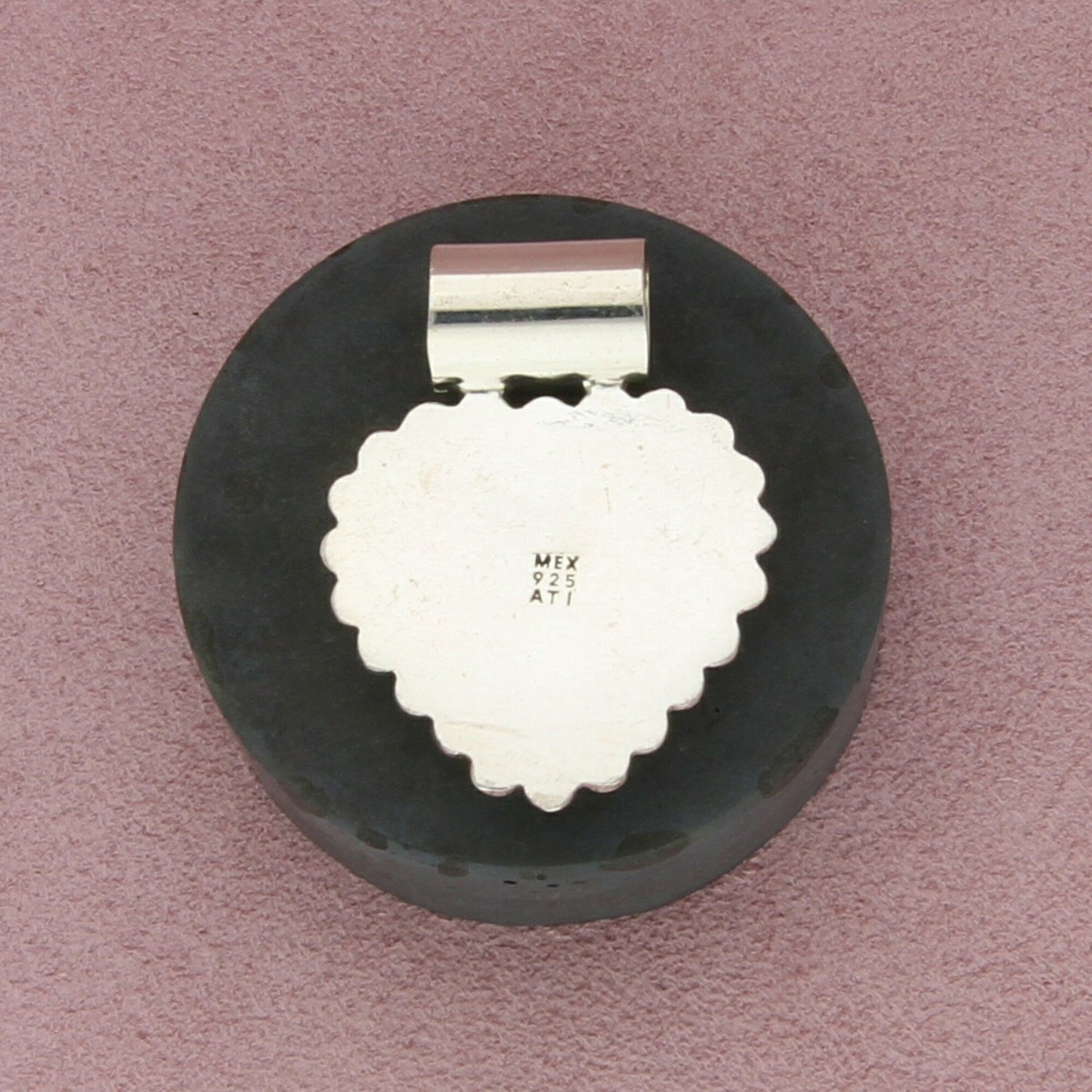 mexico sterling silver vintage beaded dome heart pendant