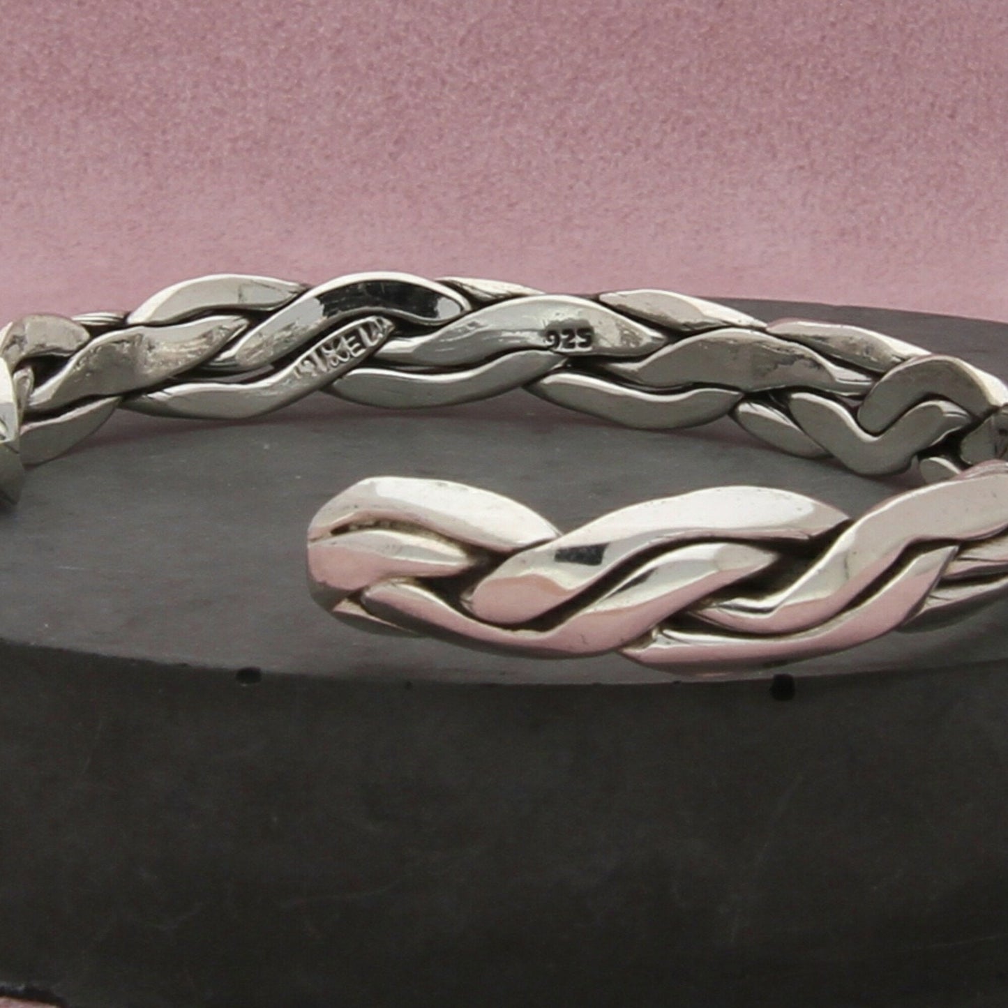 mexico sterling silver vintage twisted cuff bracelet size 6.75in