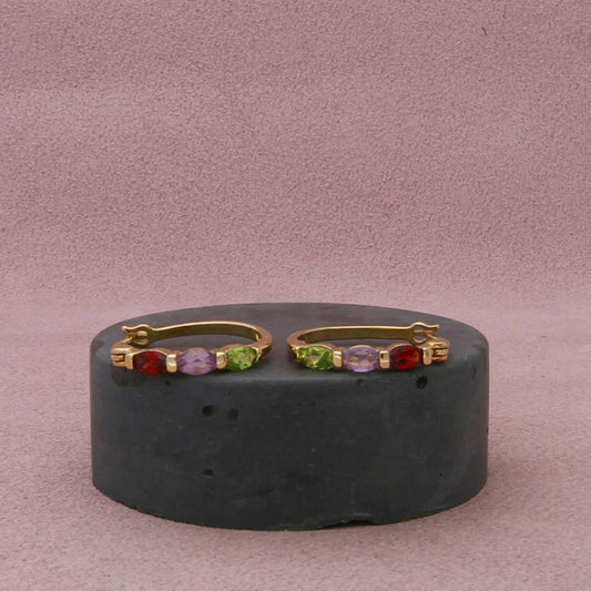 sterling silver gold plate garnet amethyst peridot earrings