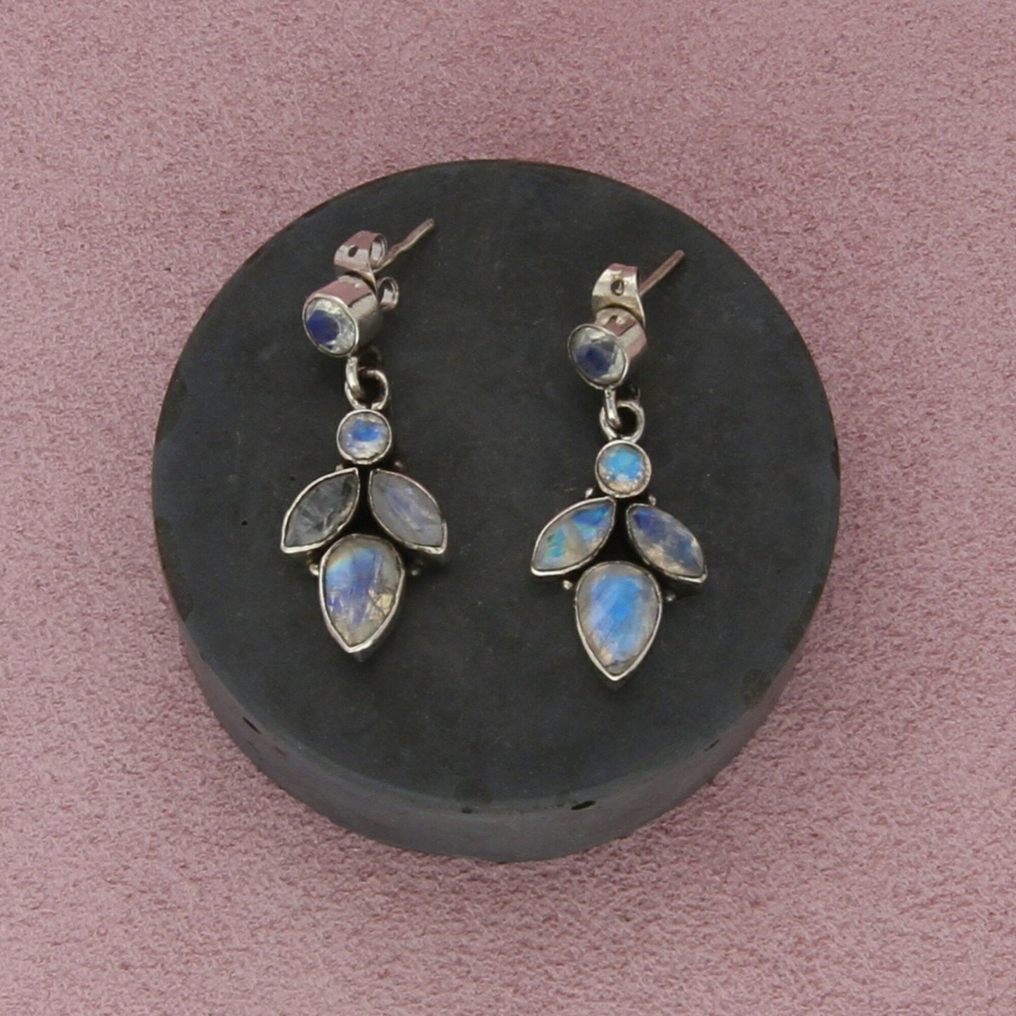 sterling silver moonstone dangle post earrings
