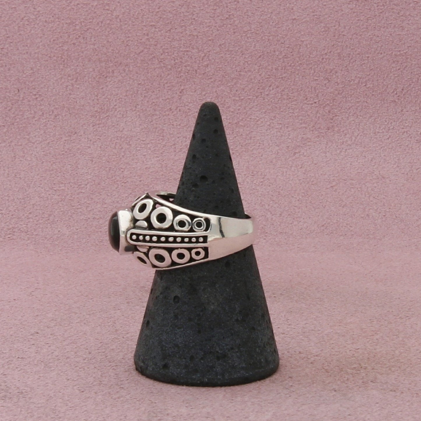 sterling silver black onyx circles dome ring size 7