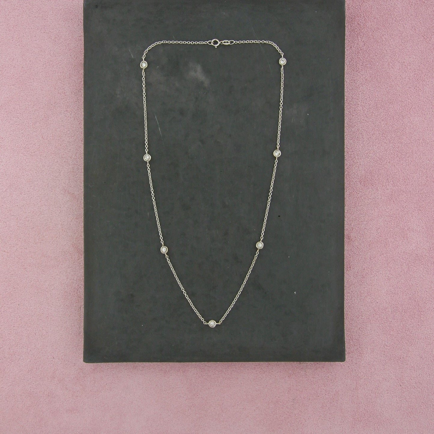 14k white gold 7-station 0.70 ctw diamond yard cable chain necklace size 16.5in