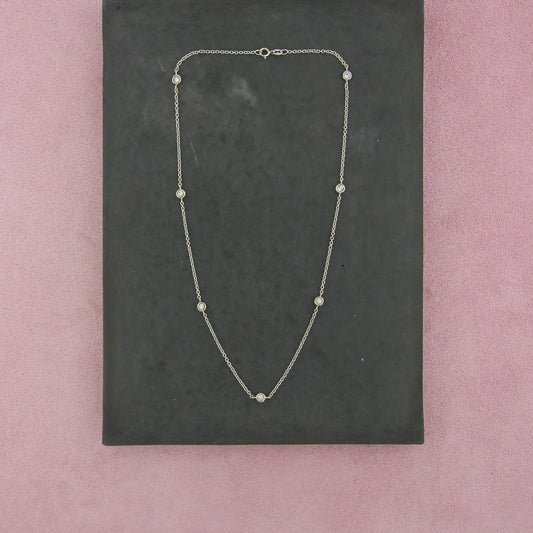 14k white gold 7-station 0.70 ctw diamond yard cable chain necklace size 16.5in