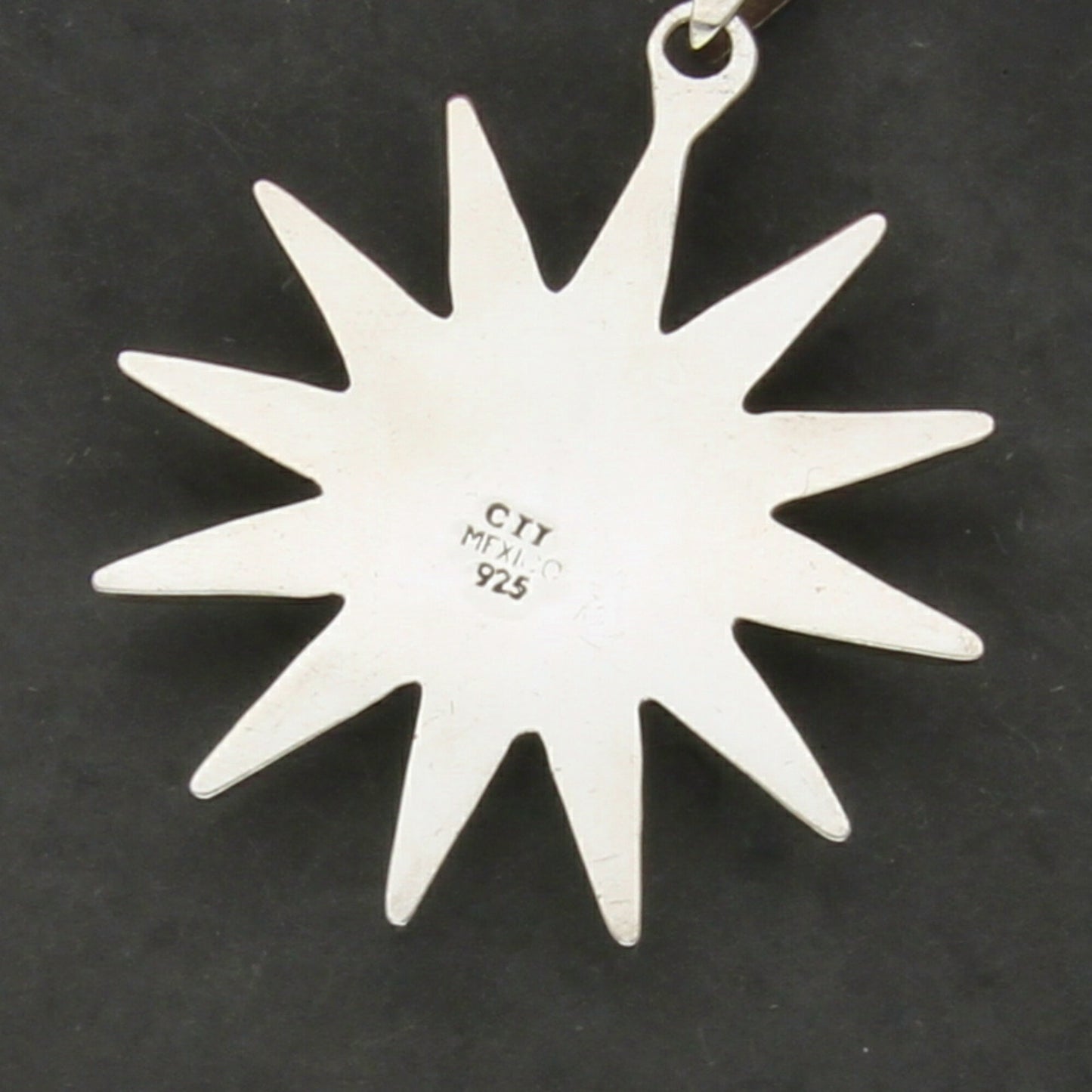 mexico sterling silver vintage large sodalite flower pendant