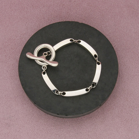 sterling silver chunky bar link toggle bracelet size 6.25in