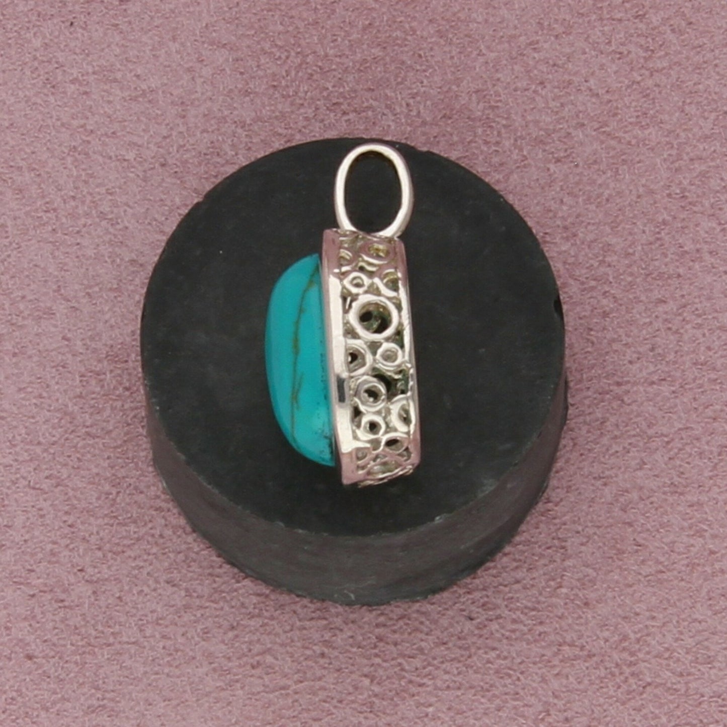 sterling silver bezel-set turquoise pendant