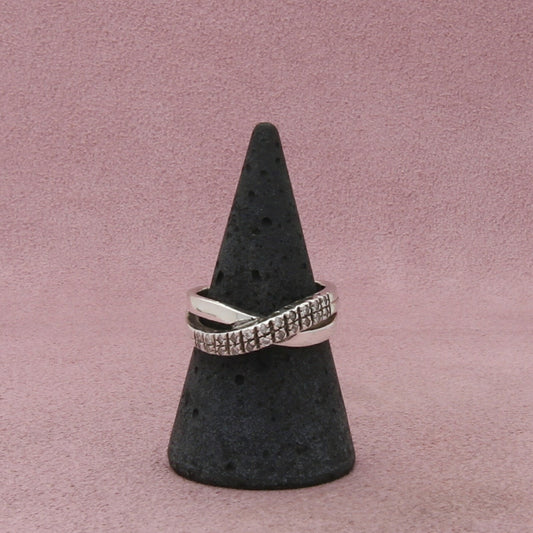 sterling silver clear cz crossover ring size 7.75