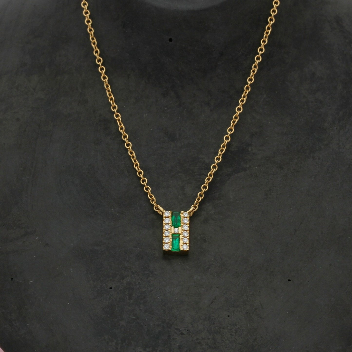 bony levy 18k yellow gold el mar emerald 0.13 ct diamond necklace size 16-18in