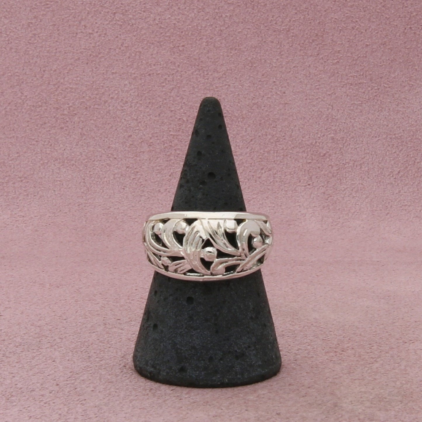 sterling silver scroll band ring size 8