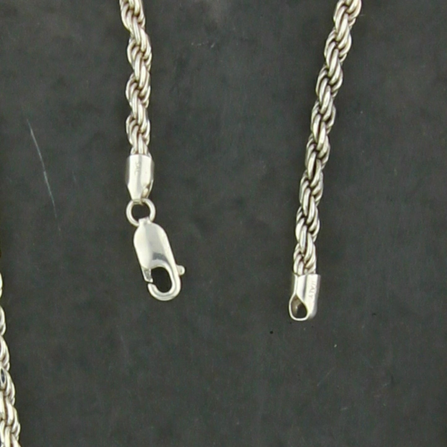 sterling silver mens italian 4mm rope chain necklace size 19.75in