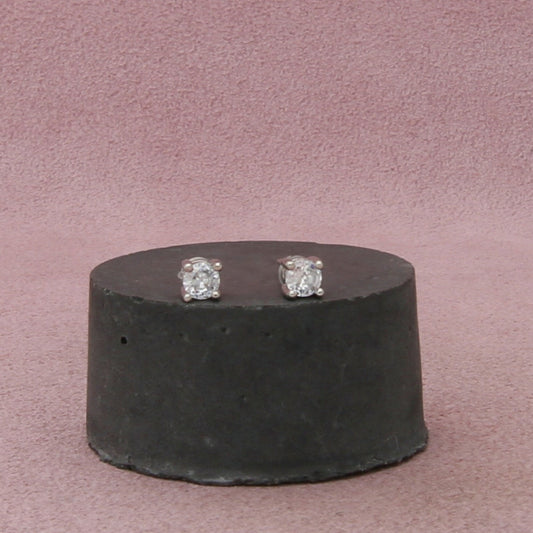 sterling silver round-cut cz stud earrings
