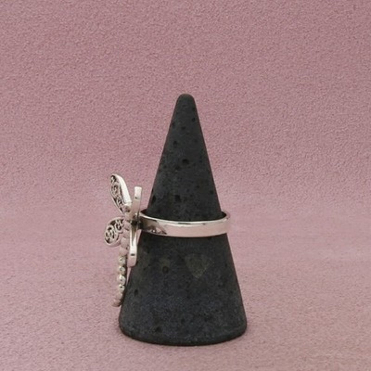 Sterling Silver Vintage Dragonfly Filigree Ring Size 7