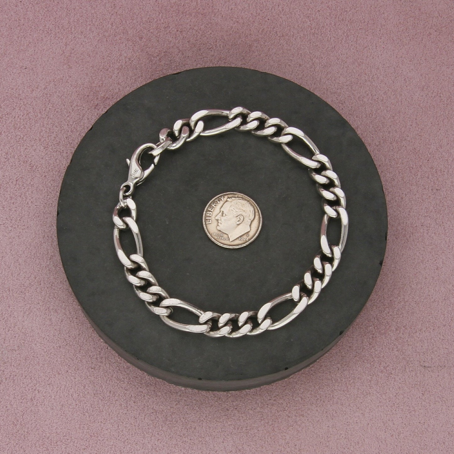james avery sterling silver mens figaro chain bracelet size 8in