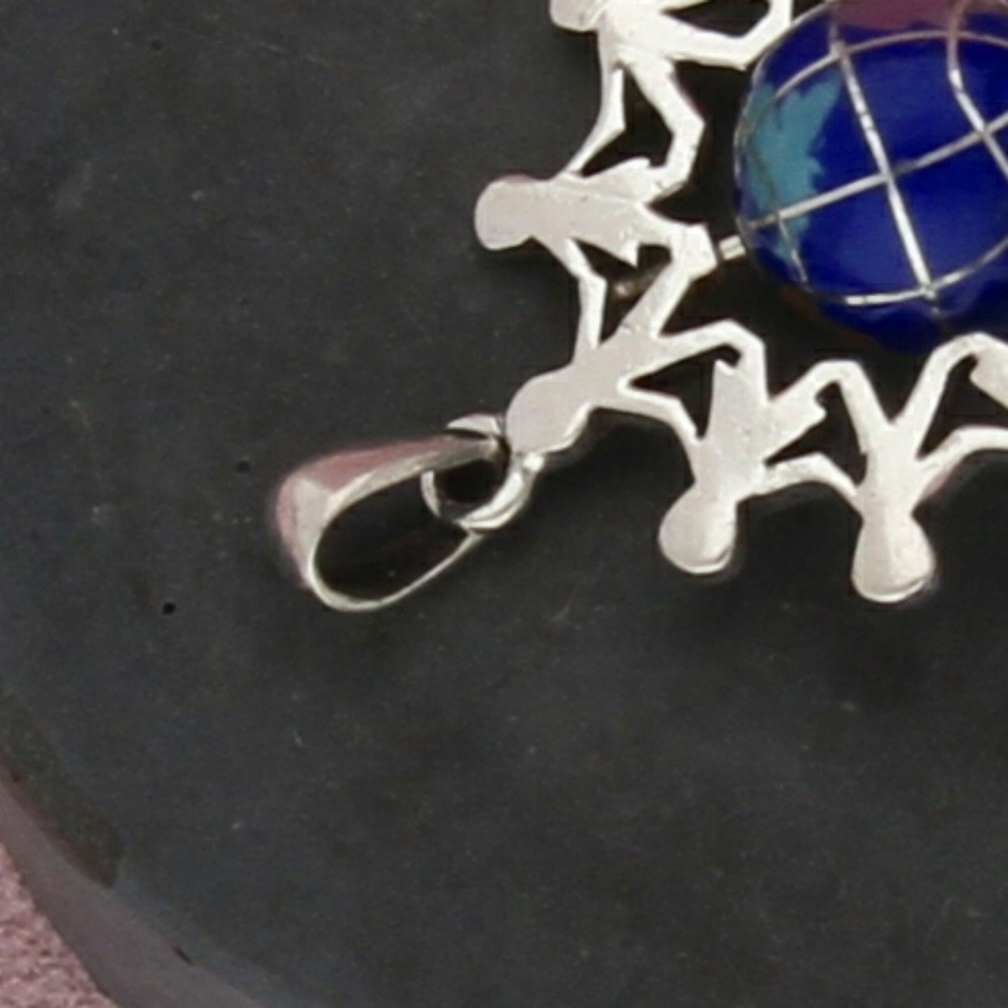 sterling silver vintage lapis around the world globe (spins) pendant