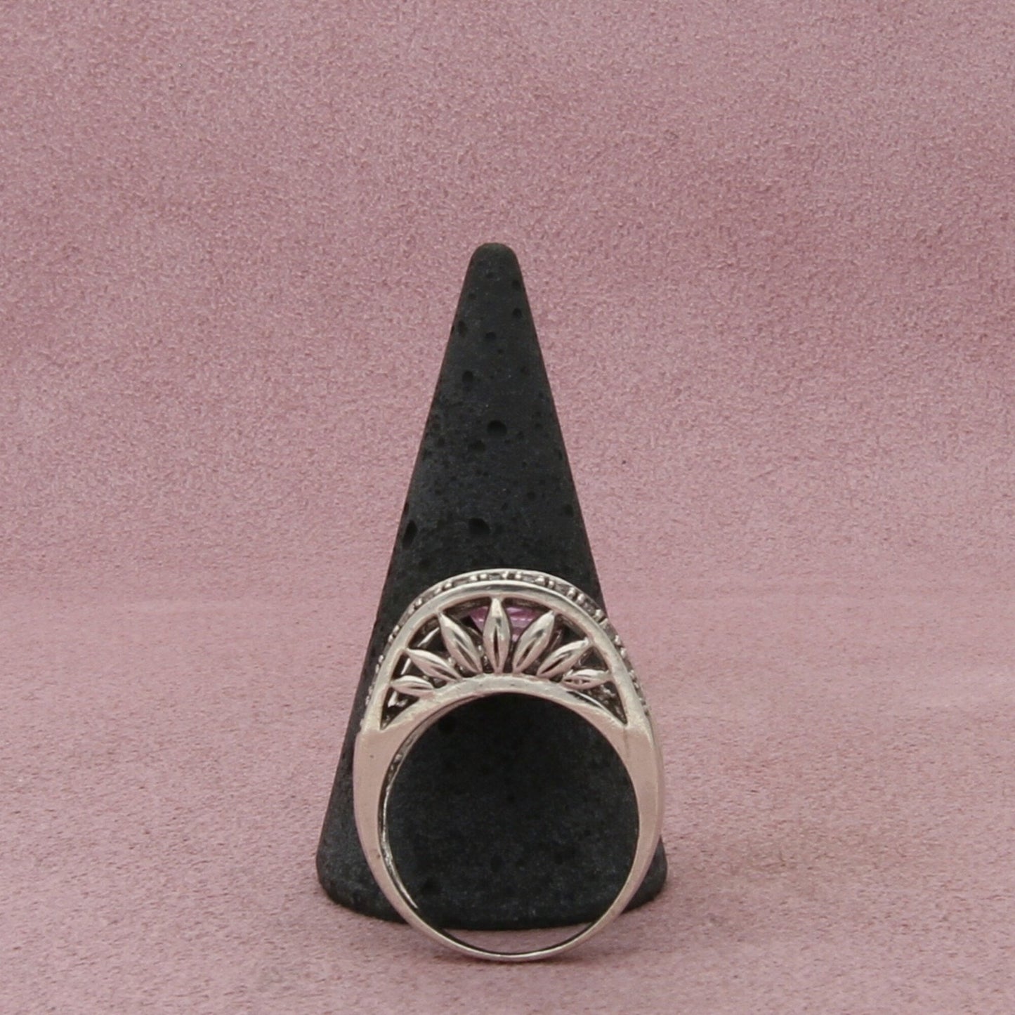 sterling silver chunky pave cz & pink sapphire (as-is) ring size 8