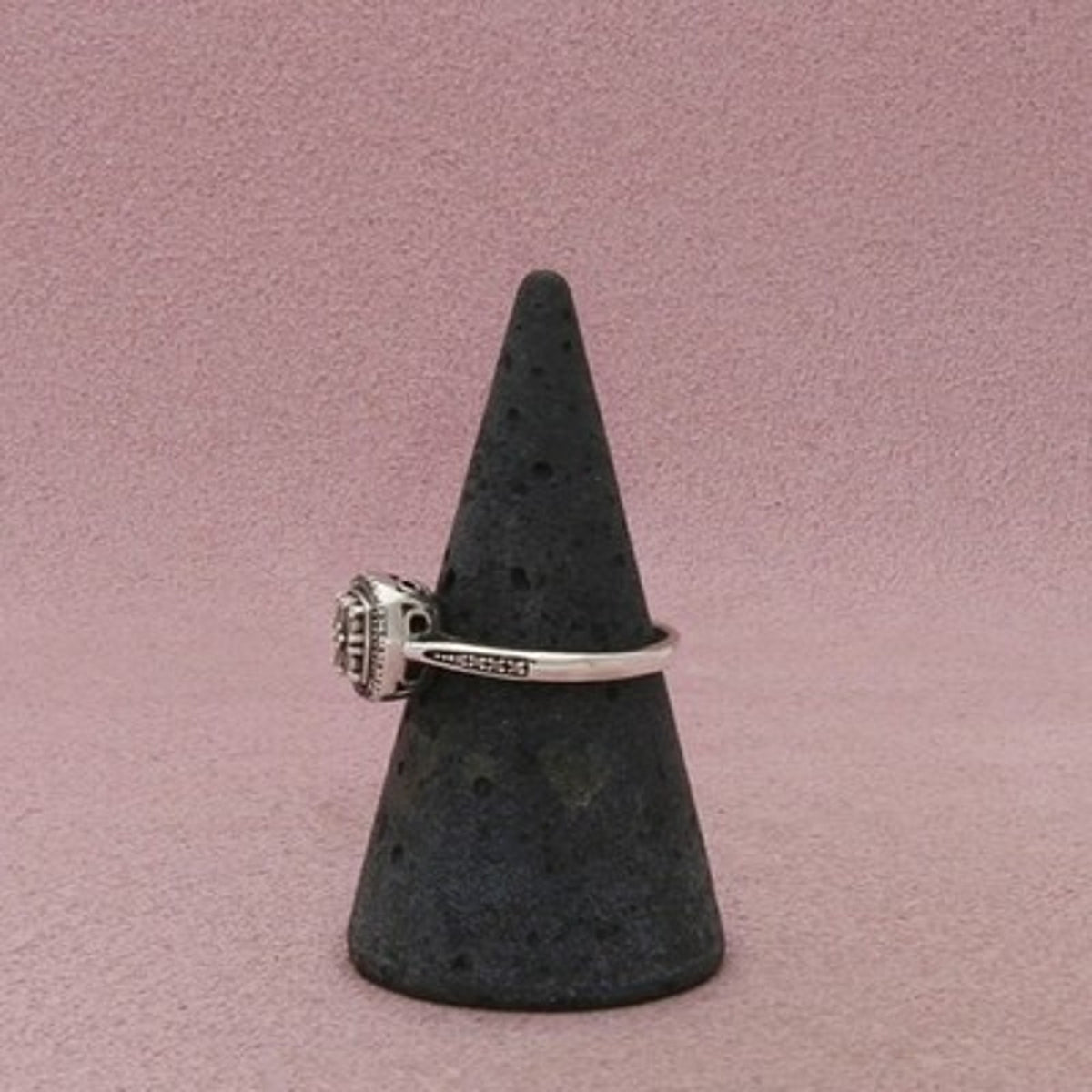 Zales Sterling Silver Diamond Square Cluster Beaded Border Ring Size 6.75