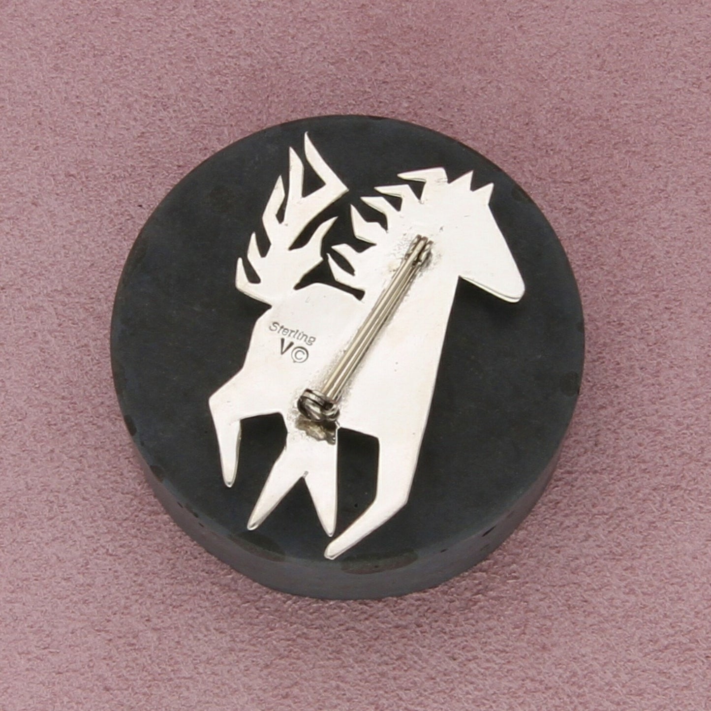 navajo sterling silver robert vandover lapis onyx opal sugilite horse brooch
