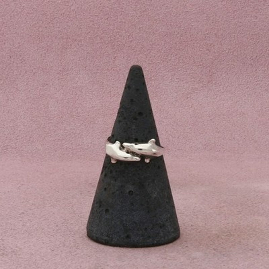 Sterling Silver Dainty Dolphins Ring Size 5