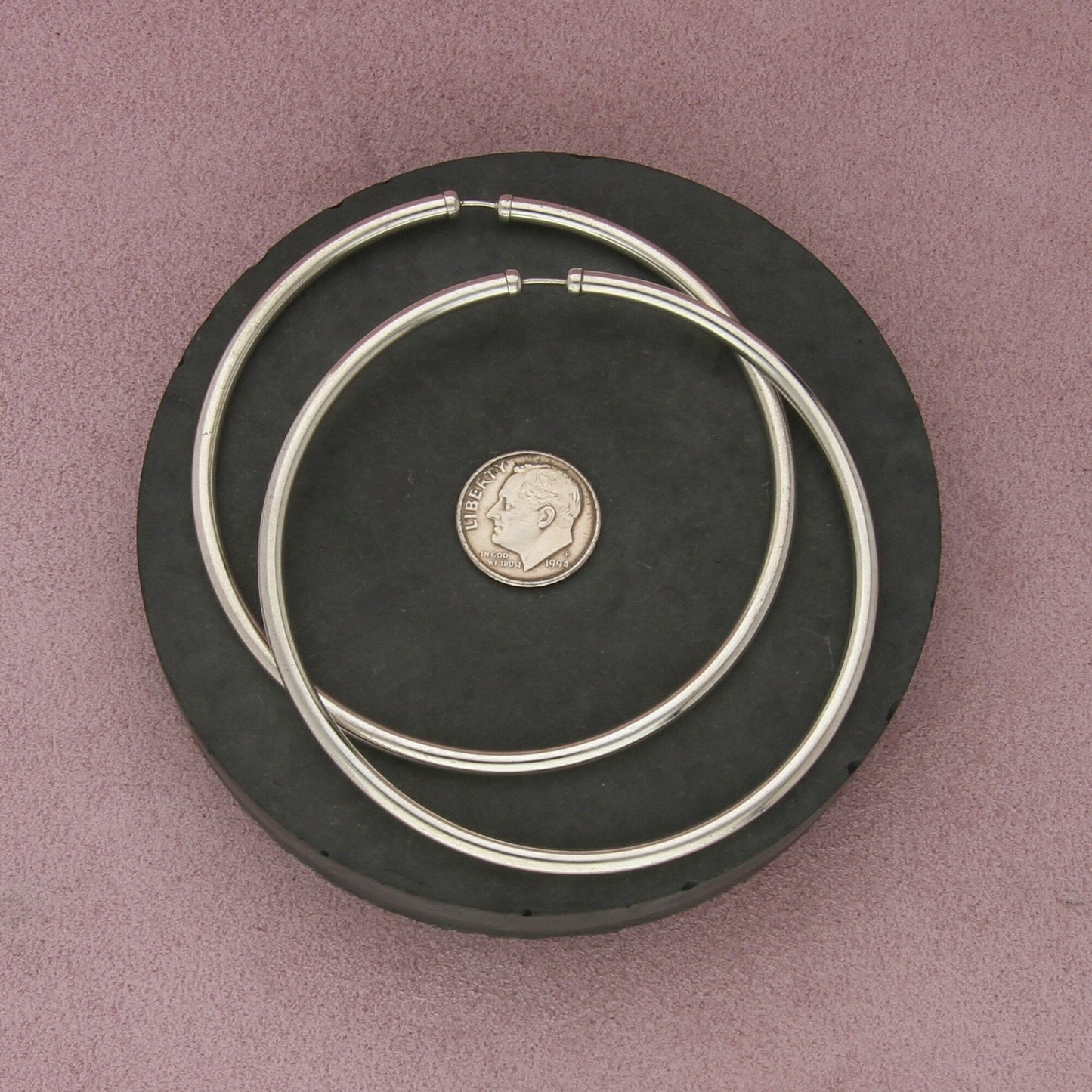 sterling silver vintage 75mm large hoop earrings