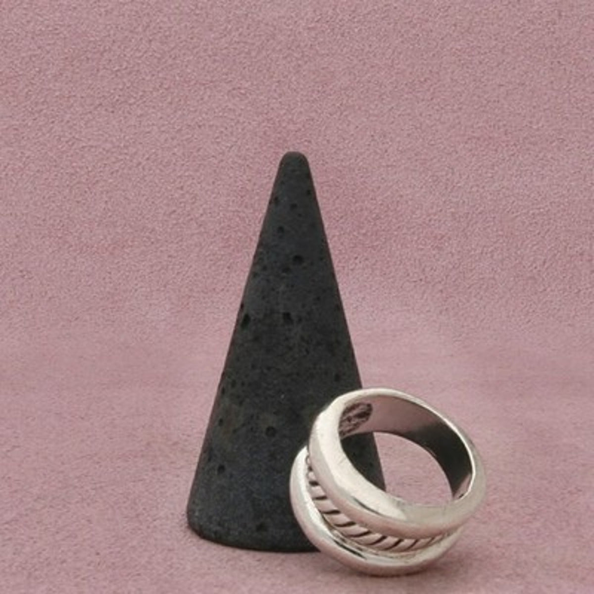 Sterling Silver Vintage Braided Raised Edge Band Ring Size 7