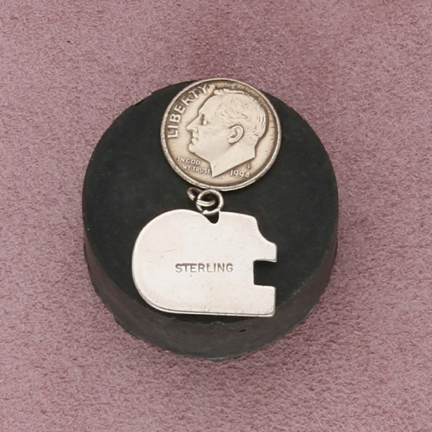 sterling silver vintage number 10 charm pendant
