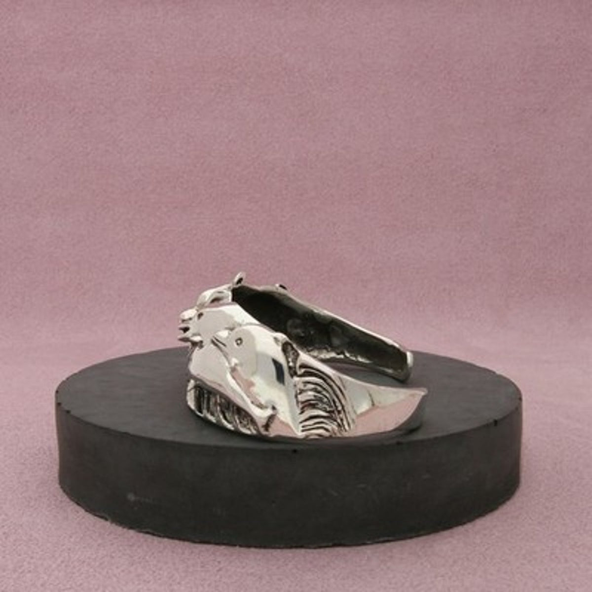 Mexico Sterling Silver Vintage Dolphin Wave Cuff Bracelet Size 6.25in