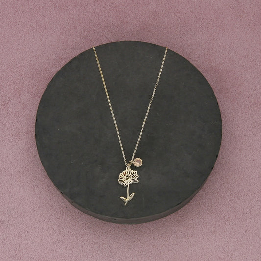 sterling silver gold plate cz flower necklace size 16.5-18.5in