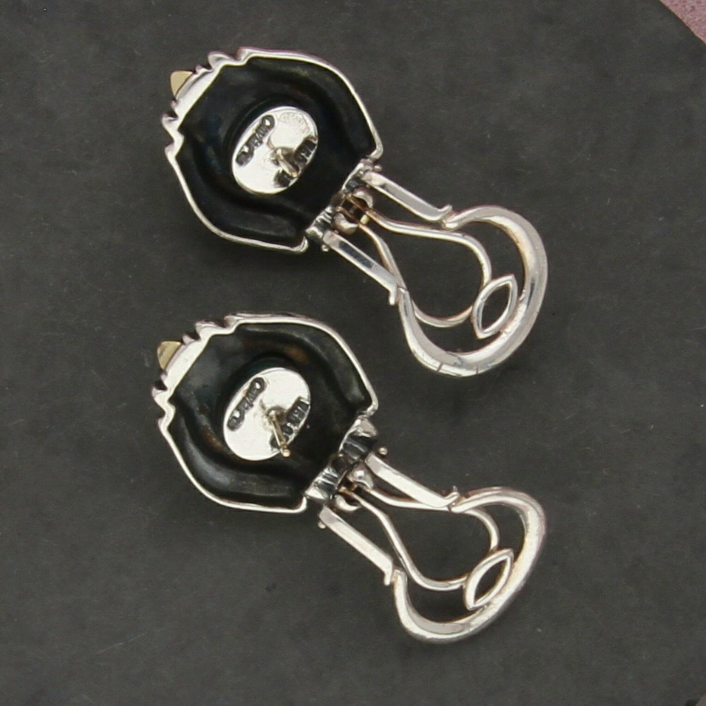 lagos caviar sterling silver & 18k gold pyramid turquoise omega-back earrings