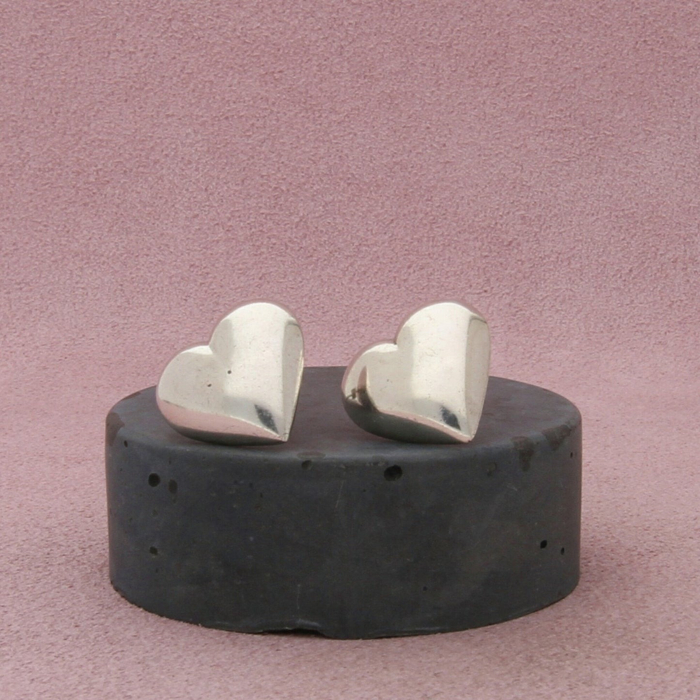 sterling silver vintage puffy heart post earrings