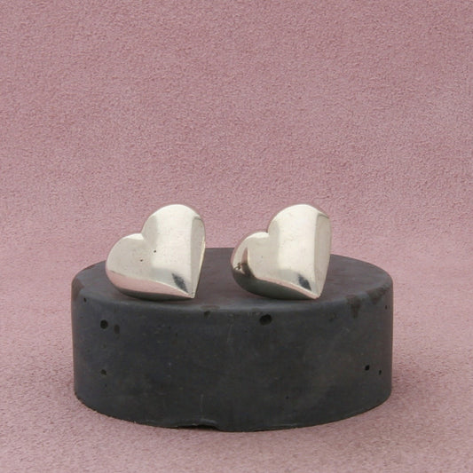 sterling silver vintage puffy heart post earrings