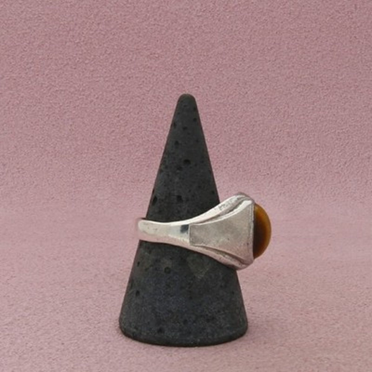 Sterling Silver Men's Vintage Oval Tiger's Eye Ring Size 9.75
