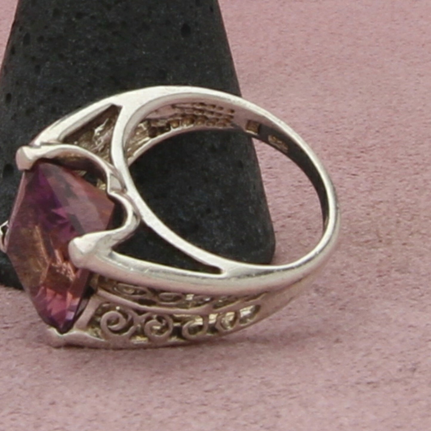 sterling silver vintage ametrine scroll ring size 6