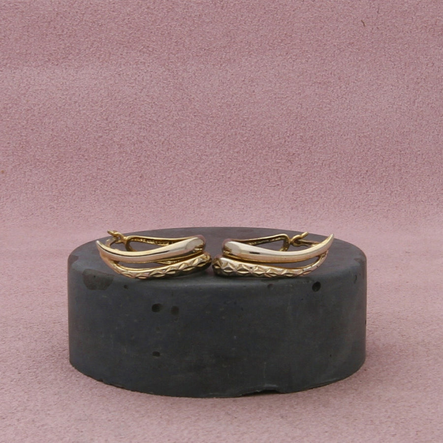 sterling silver diamond-cut huggie earrings