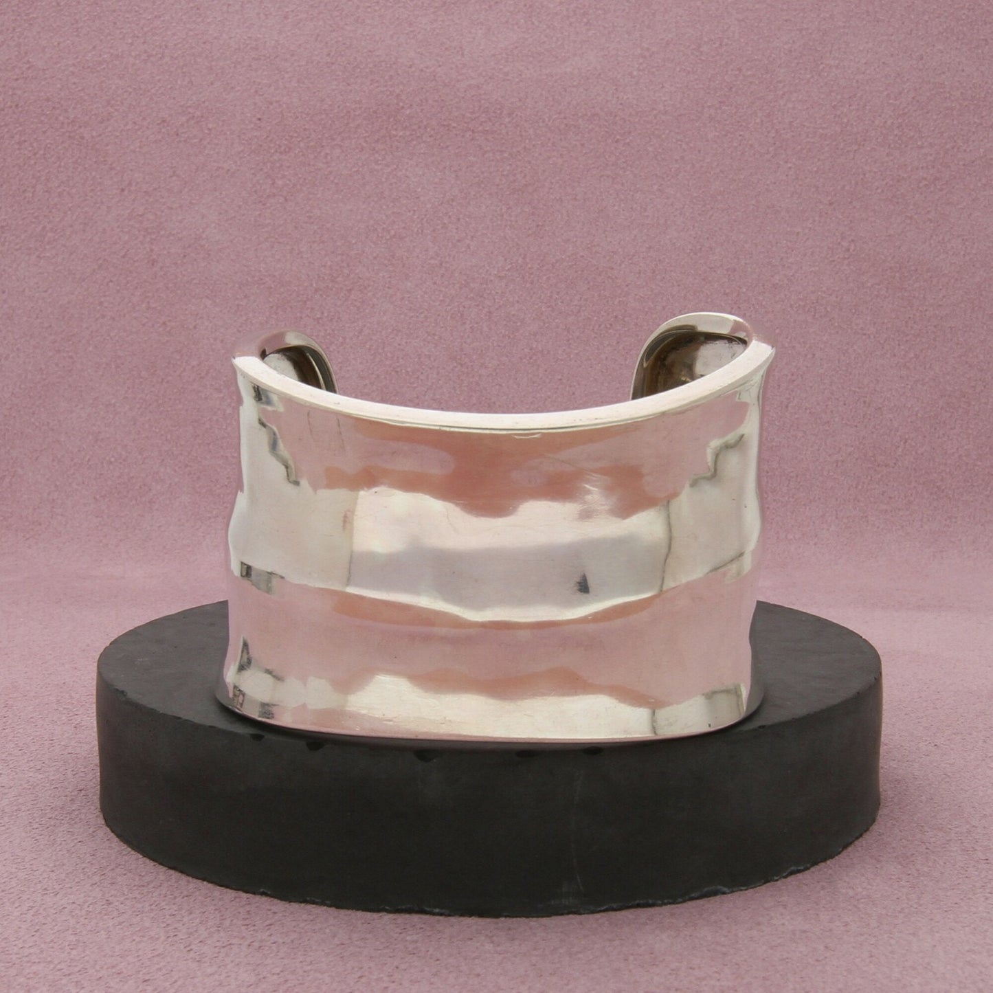 sterling silver vintage concave asymmetrical cuff bracelet size 6in