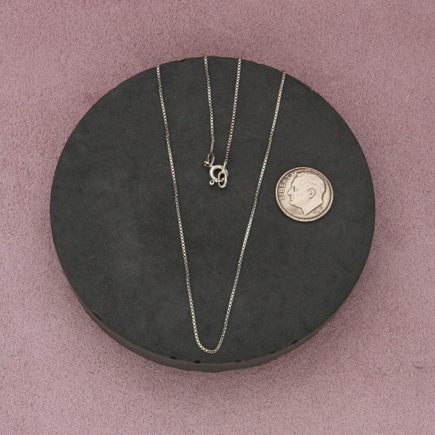 sterling silver italy 1mm box chain necklace size 18.25in