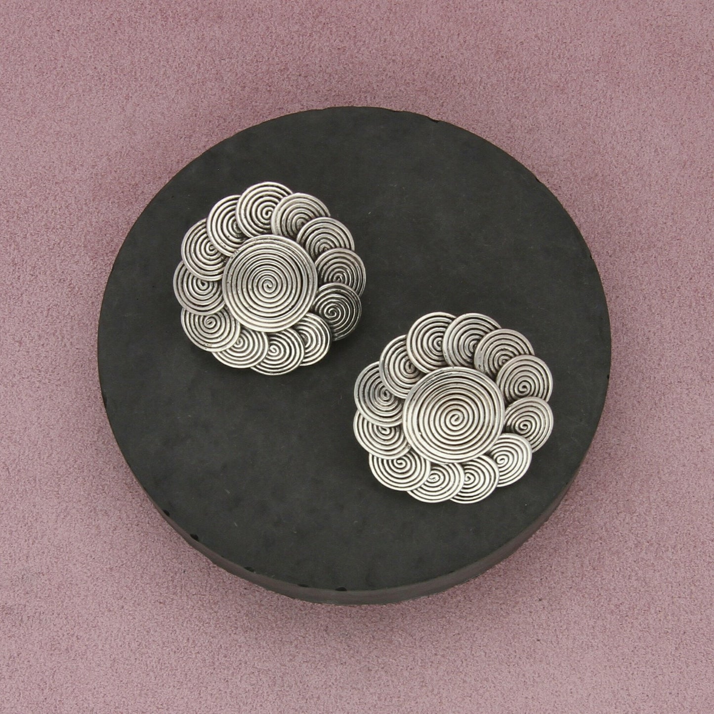 john hardy sterling silver vintage hand signed swirl omega-back earrings