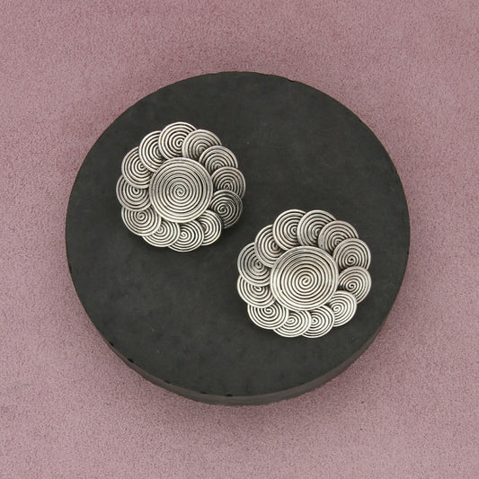 john hardy sterling silver vintage hand signed swirl omega-back earrings