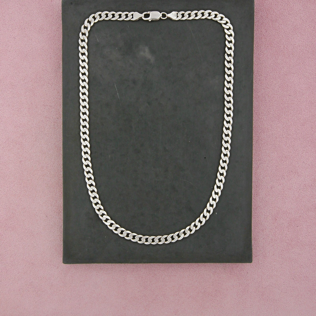 Sterling Silver Vintage Men's Italy 5mm Flat Cuban Chain Necklace Size 20in
