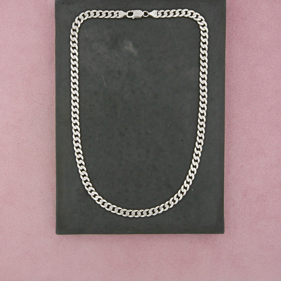 Sterling Silver Vintage Men's Italy 5mm Flat Cuban Chain Necklace Size 20in