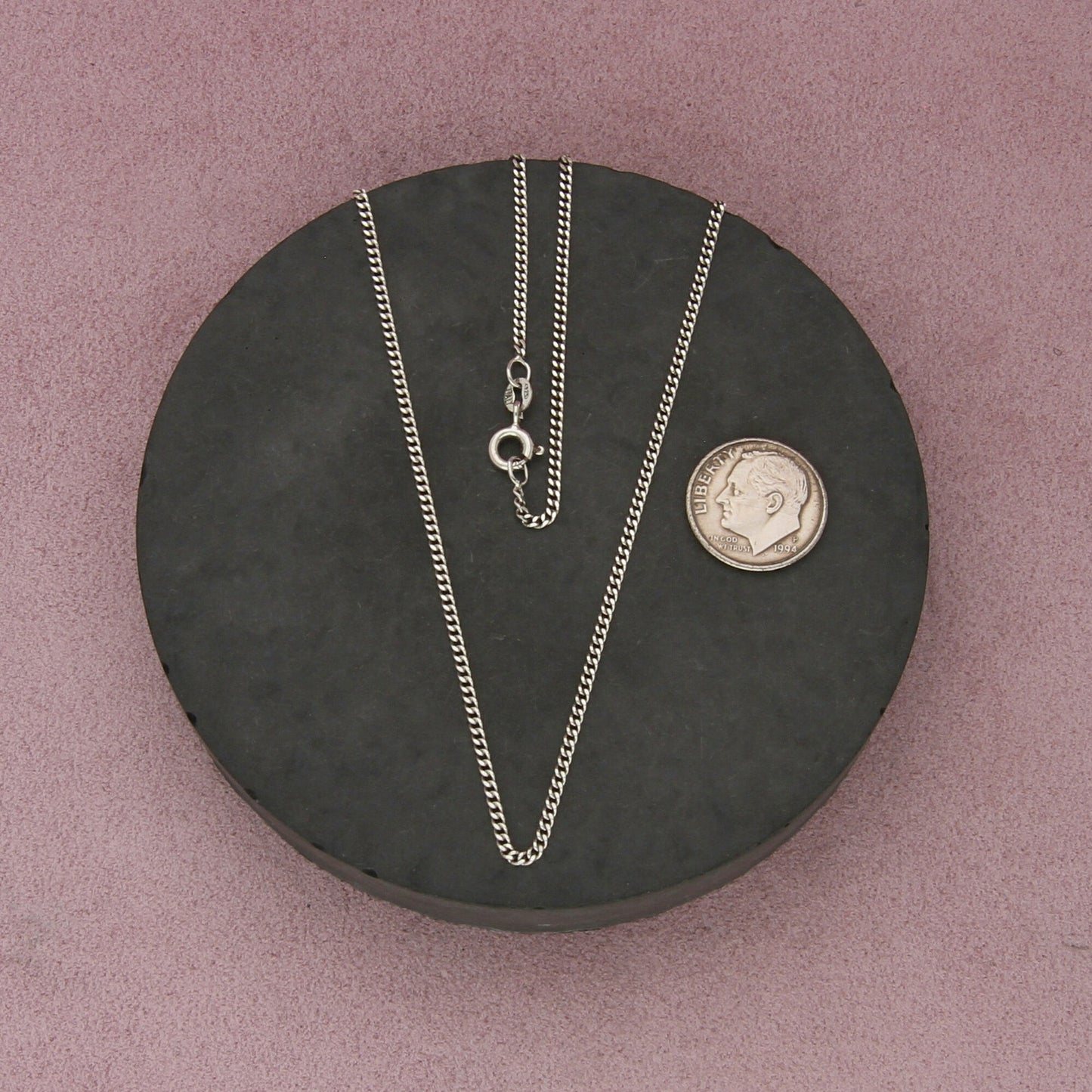 sterling silver italy 2mm curb chain necklace size 22in