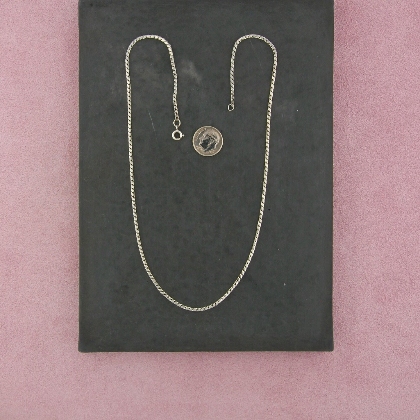 sterling silver 2mm cobra chain necklace size 19.25in